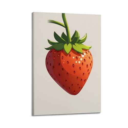 Poster de fraises en trois dimensions de qualité supérieure art mural sur toile style cadre
