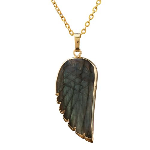 Collier ailes argent 925 sterling de haute joaillerie avec véritable pierre fine de reiki