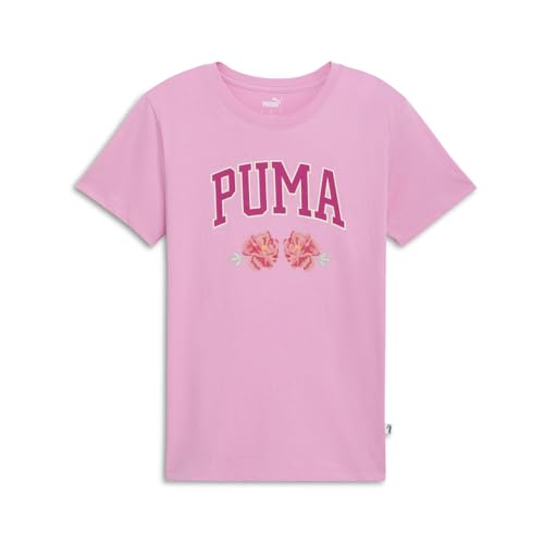 PUMA Womens Faux Embroidery Floral Crew Neck Short Sleeve Casual Tops Casual - Pink - Size XS