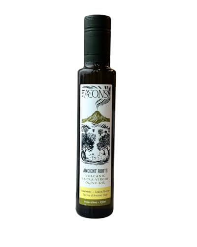 Aeons Ancient Roots Extra Virgin Lemon Infused Olive Oil- Dr. Sarah Brewers Volcanic Tuscan Blend Cold-Pressed within 24h High-Polyphenol Heart & Skin Support 250 ml