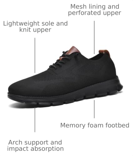 Image of Wearbreeze Men's Business Casual Oxford Sneakers - Lightweight Lace-Up Dress Shoes for Work, Travel & Daily Commute