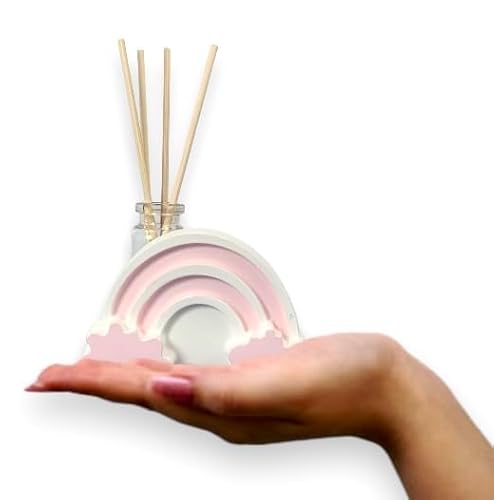 6 pezzi profumatore ambiente in polvere di marmo a forma di arcobaleno azzurro o rosa, con scatola regalo, nastro, confetti, bigliettino personalizzato e fragranza a scelta (rosa)