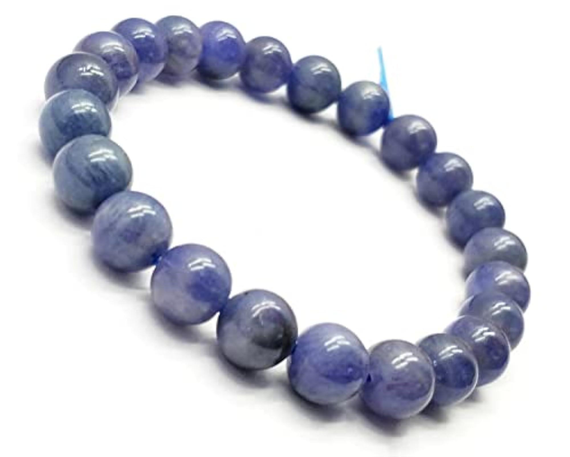 Unisex Natural Tanzanite 8mm Round Beads Stretchable Bracelet