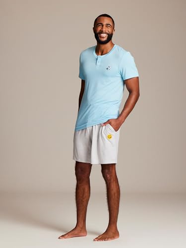 JOE BOXER Soft Henley Shirts for Men, Moisture-Wicking Mens Sleep Shirts Short Sleeve, Mens Lounge Shirt with Banana Logo3