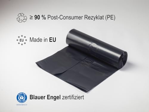 TSP Schwerlast Müllsäcke 120L - aus mind. 90% Post-Consumer-Abfällen (PE) - Blauer Engel zertifiziert - extrem reißfest - 15er Rolle – unsere stärksten (100 μm) - ideal für besonders schwere Abfälle