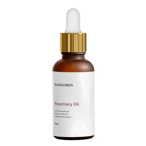 BARESOBER 100% Pure Rosemary Oil – 15ml | Essential Oil for Hair Growth | Controls Hair Fall & Balance Scalp | Moisturizes & Nourishes Skin | Rosemary Leaves Oil for Women and Men