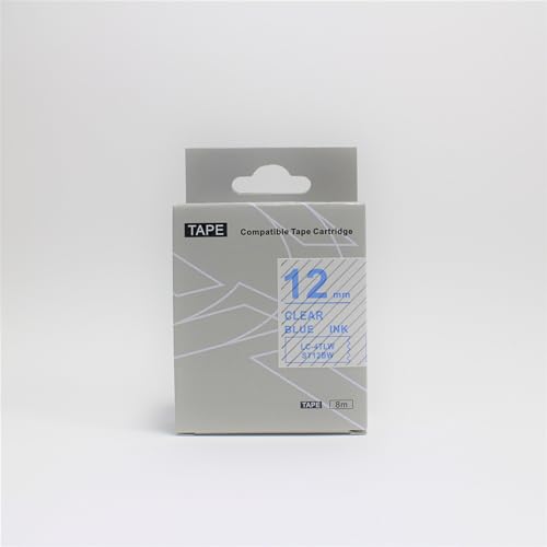 Fita Refil Compatível LK-4TLW LC-4TLW9 Transparente Incolor com letra Azul 12mm para Rotulador Epson