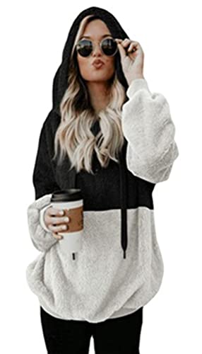 Davicher Felpa da donna con cappuccio in pile