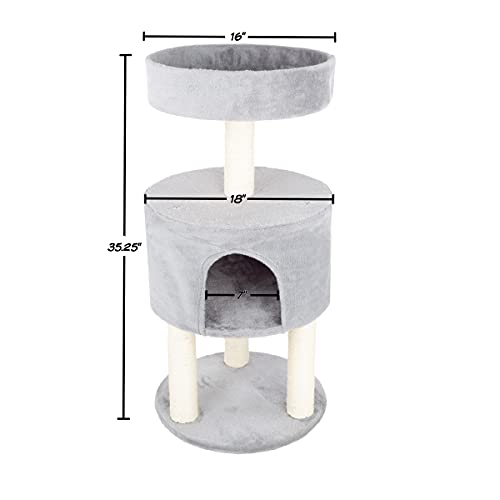 4-Tier Round Cat Tower – Large Cat Condo, Napping Perch, And 4 Sisal Rope Scratching Posts – Cat Tree For Indoor Cats By Petmaker (Gray) #TOP1