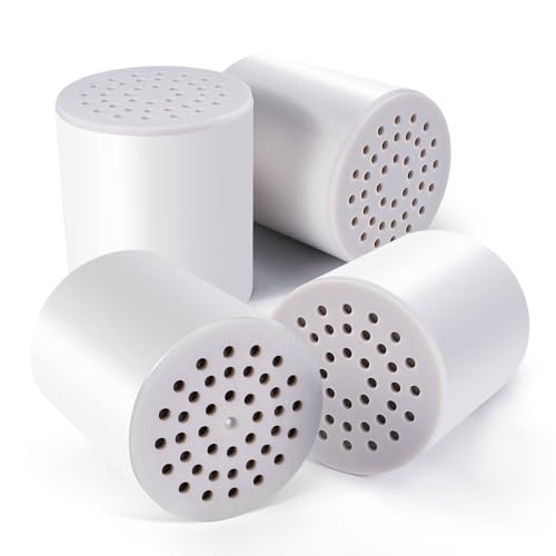 4 Pack 20 Stage Upgraded Shower Filter Replacement Cartridge Universal Shower Filter for Hard Water Removes 99% Chlorine and Chemicals Universal Shower Filters Cartridge