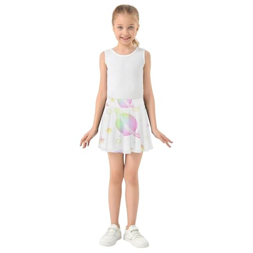 Athletic Shorts for Girls Skorts Pastel Planets Tennis Skirts for Kids Personalized School Skirt 3t3