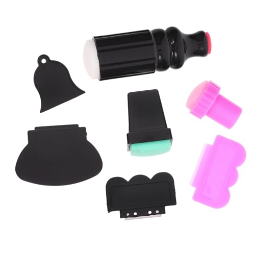 TOPPERFUN 7piezas Estampado De Uñas Con Tampón y Raspador Herramientas Para Manicura Con Plantillas Para Decoración Nail Art Salones y Uso Doméstico