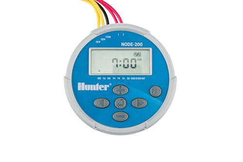 Hunter NODE-200 Battery Operated Sprinkler Timer, 2 Zone Waterproof Irrigation Controller for Valve Boxes, Easy Programming (Solenoid Not Included)