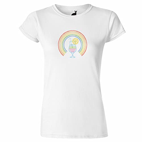 Rainbow Cocktail Neon Style Camiseta para mujer