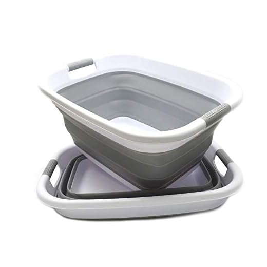SAMMART Set of 2 Collapsible Plastic Laundry Basket - Foldable Pop Up Storage Container/Organizer - Portable Washing Tub - Space Saving Hamper/Basket (2, Grey)