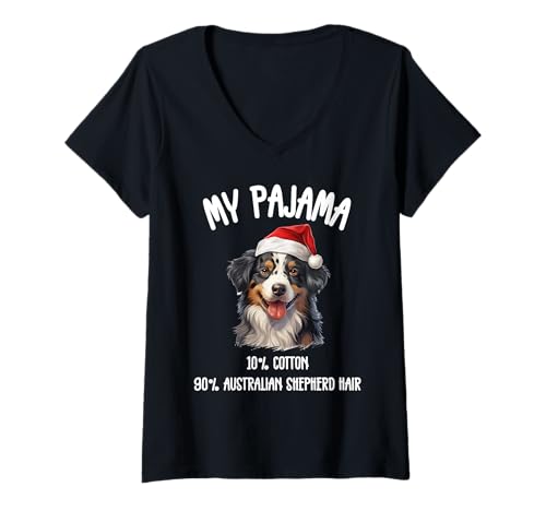 Femme Berger australien de Noël - Motif chien pour les amoureux des animaux T-Shirt avec Col en V