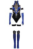 Kitana Mortal Kombat Cosplay Costume Women Katana Costume MK Game Deluxe Uniform Suit Halloween Outfits with Leggings (Small, Kitana)