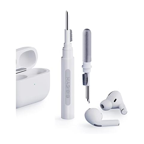 Hagibis Cleaning Kits for Airpods Pro 1 2 3 Multi-Function Cleaner Pen Soft Brush for Bluetooth Earphones Case Cleaning Tools for iPhone 16 15 Pro Max Lego Camera Lens (White) Cover