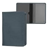 kwmobile Registration and Insurance Holder - Car Document Holder for Vehicle Documents and Cards - PU Leather - Dark Slate