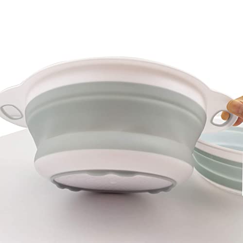 Kinzhong Collapsible Colander,Set Of 2 Pcs Collapsible Strainer(11.6 & 9.8 Inches),Space-Saving Kitchen Strainer,Food-Grade Silicone Folding Strainer,Pasta Strainer,Vegetables Strainer.(White) #TOP5
