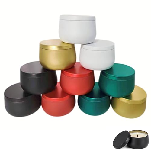SQAQS 4-Ounce Candle Tins, Candle Containers Round Candle Jar Mini Metal Candle Tins with Lid for DIY Candle Making, Empty Candle Tin Containers for Lotion, Mini Candles, Cosmetics