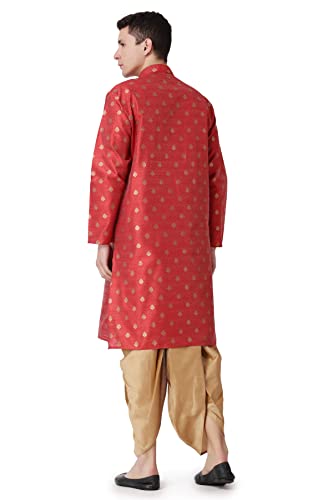 Image of Royal Kurta Men's Silk Blend Printed Kurta Dhoti Set