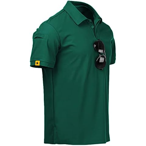 geeksport Golf Poloshirt Herren Sport Shirt Kurzarm Polo Shirt Leicht Männer Lässig Tshirt(Mori Grün 3XL) Cover