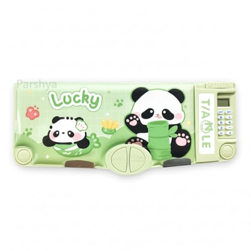 Image of KiddieWorld Magnetic Multi-Functional Pencil Box for Boys & Girls | Built-in Calculator, Dual Sharpener | Large Capacity Compass Box | Durable Stationery Organizer for Kids