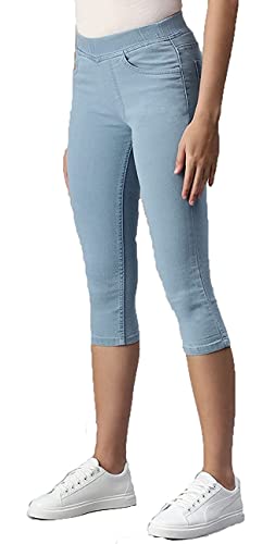 Image of ADBUCKS Womens Slim Fit Denim Lycra Stretchable Capri Mid Rise with Elasticated Waistband (Multi Color & Plus Size Also Available)