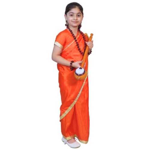 Image of Kaku Fancy Dresses Polyester Meerabai Costume For Kids | Ramayan Character| Meera Bai Dress | Mythological Character - For Girls - 3-4 Years