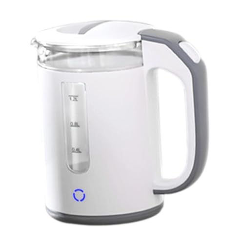 Tetera eléctrica de vidrio borosilicato 1.2 L blanca miniatura 6