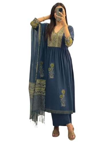 Kurta Palazzo Dupatta en Viscose : Dites Adieu à l'Inconfort en M