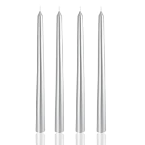 Scentoria 4 Stück Silberne Spitzkerzen