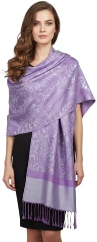 PASKMLNA Paisley Jacquard Pashmina Feel Shawl Wrap Scarf Stole