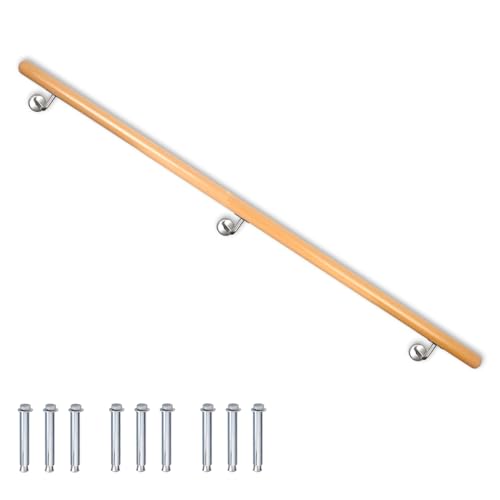 Buche Holz Handlauf Treppengeländer Geländer für Treppe Wandhandlauf Wand seitliche Montage Auswahl Länge 80-500 cm Länge:150 cm