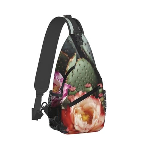 Bolso cruzado de pecho para hombre con flores y cactus miniatura 2