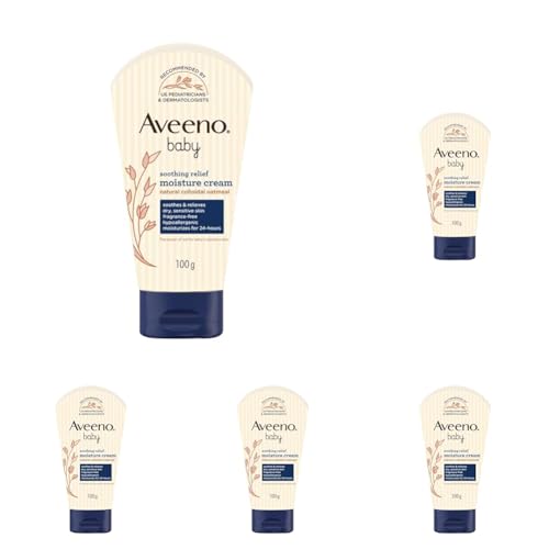 Image of Aveeno Baby Soothing Relief Moisture Cream 100G 24-Hour Protection Dry, Itchy, Sensitive Skin|Clinically Proven|Active Oats|Us Pediatrician Recommended|Hypoallergenic, Fragrance-Free & Paraben-Free