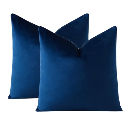 Housses de coussin en velours bleu foncé pour salon et grand canapé
