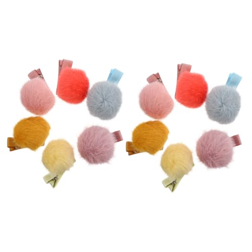 HAPINARY 12 piezas Pinzas de Pelo con Bola de Peluche Adorables Horquillas para Niñas Accesorios Suaves y Fáciles de Usar para Diario y Disfraces