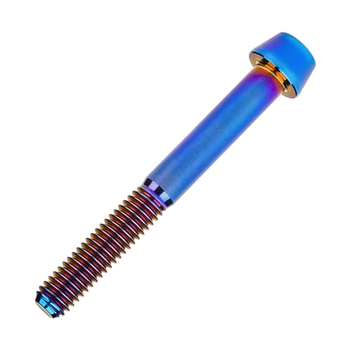 Image of Titanium Ti Bolt M5x9 16 18 20 25 30 35 40 45 50 55 60mm Tapered Head Screws Pack of 4 (M5x50mm, Burnt Blue)