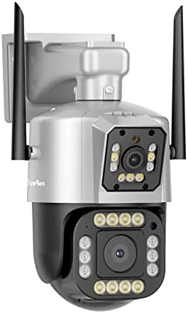 2-in-1 Dual Lens Security IP Camera, 1080 Resolution, 100 ft EXIR Night Vision, 355° Pan & 90° Tilt, Smart Detection & Motion Tracking, Two-Way Audio