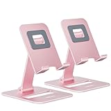 Nulaxy 2 Pack Dual Folding Cell Phone Stand, Fully Adjustable Phone Holder for Desk, Compatible with iPhone 15 14 13 12 11, Nintendo Switch, All Phones, Rose Gold