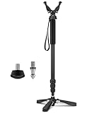 Trakiom Monopod Tripod with Rotatable Removable Rubber Yoke Adjustable Rest Pole for Tripod with Tri-Stand Tripods Base, Monopod for Outdoor Activities, Black