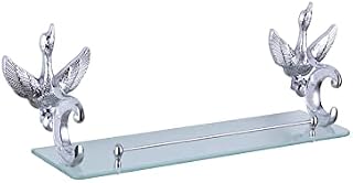 HONGFEISHANGMAO Kitchen Rack Crystal Gold Polish Swan Glass Shelf for Bathroom Accessories Set Wall Mounted 50cm Single Layer Holder Bathroom Organizer Storage Shelf for Living Room (Color : Silver)