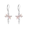 925 Sterling Silver Female Hummingbird Earrings with Cross Heart Flower Earrings, 0.93 inches, Great Gift for Women, Mothers, Daughters etc.