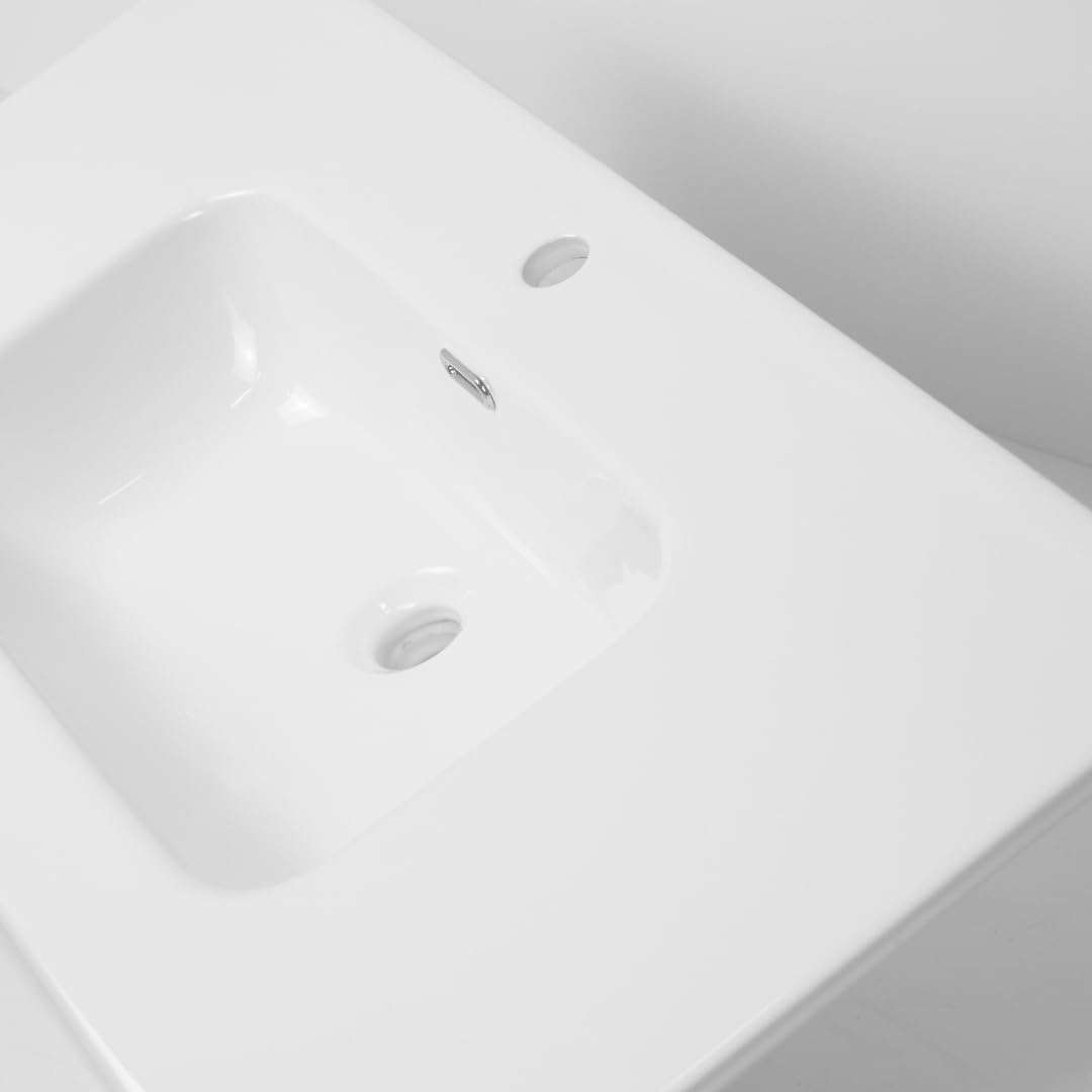 Lavabo ad Incasso in Ceramica Bianco Lucido Rettangolare per Mobili Bagno (101x46 cm)