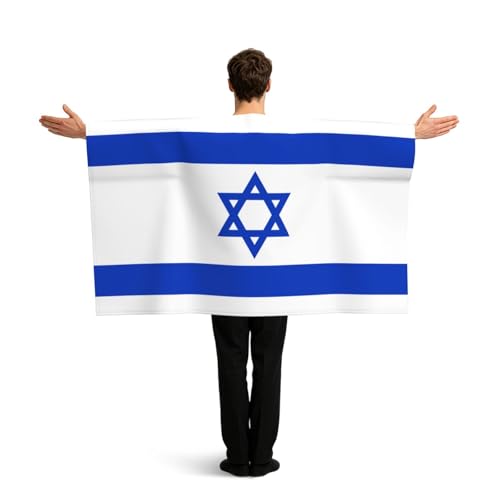 Wearable Flag Cape with Sleeves for Soccer Fans, Patriotic Body Israeli flag for Game Day Sports Events