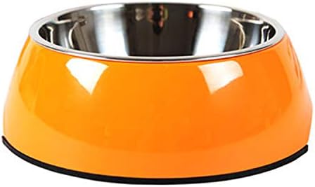 Manda Ocean Pet Bowls Stainless Steel Dog Cat Pet Bowl Universal Pet Water and Food Bowls 4 Sizes and 5 Colors Available (M, Orange)