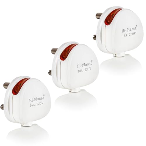 Image of HI-PLASST (Pack of 3) 16A 3 Pin Plug Top - Premium 16 Amp Electrical Plug for AC, Geyser & Kitchen Appliances | Durable & Safe | 16A electrical plug | 16A power plug | 16A socket plug
