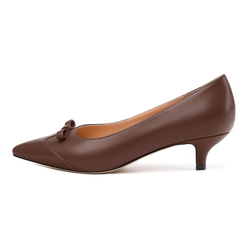 Kitten Heels for Women, Pointed Toe Kitten Low Heels Bow Tie Women's Pumps, Comfortable Dress Wedding Office Daily Shoes2